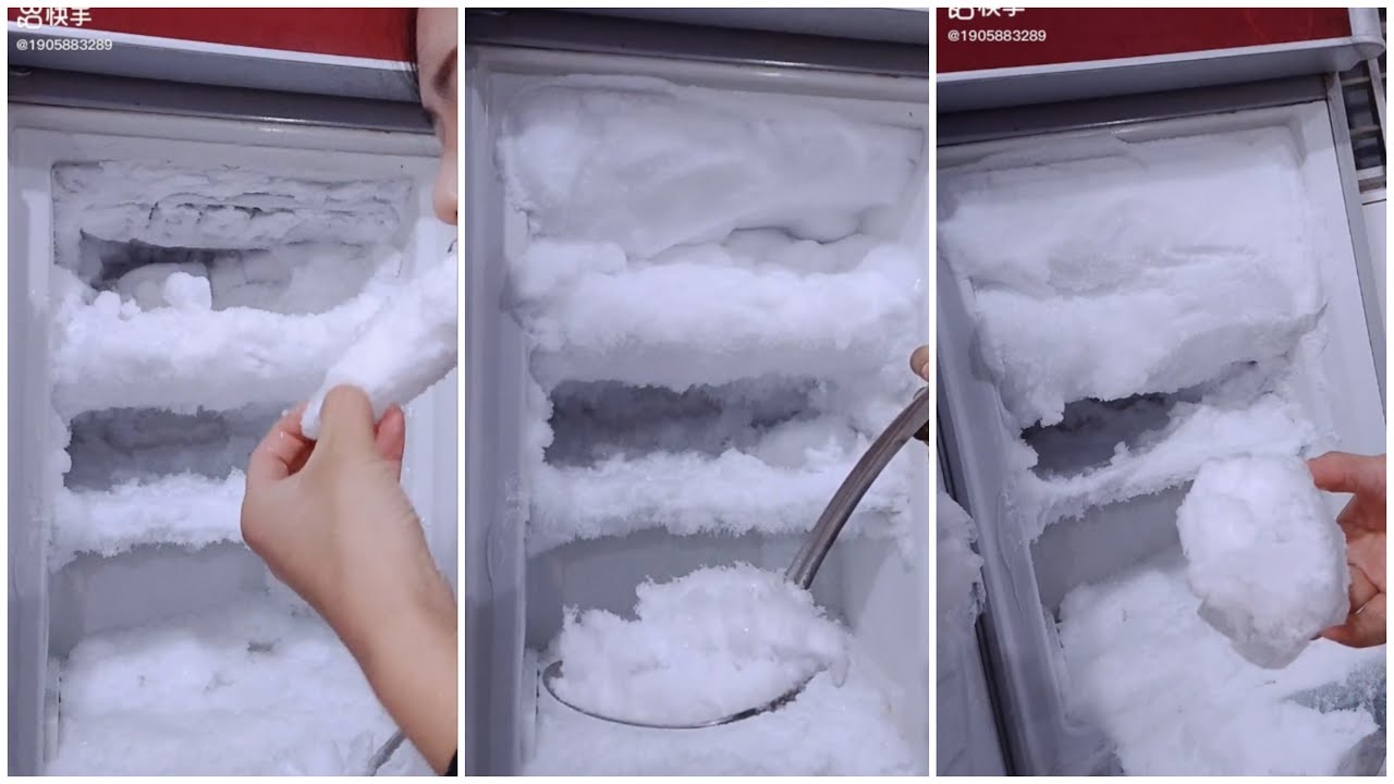 EP. 103 RED FREEZER FROST and EATING ICE | FREEZER FROST.asmr iceeating #freezerfrost #iceeating