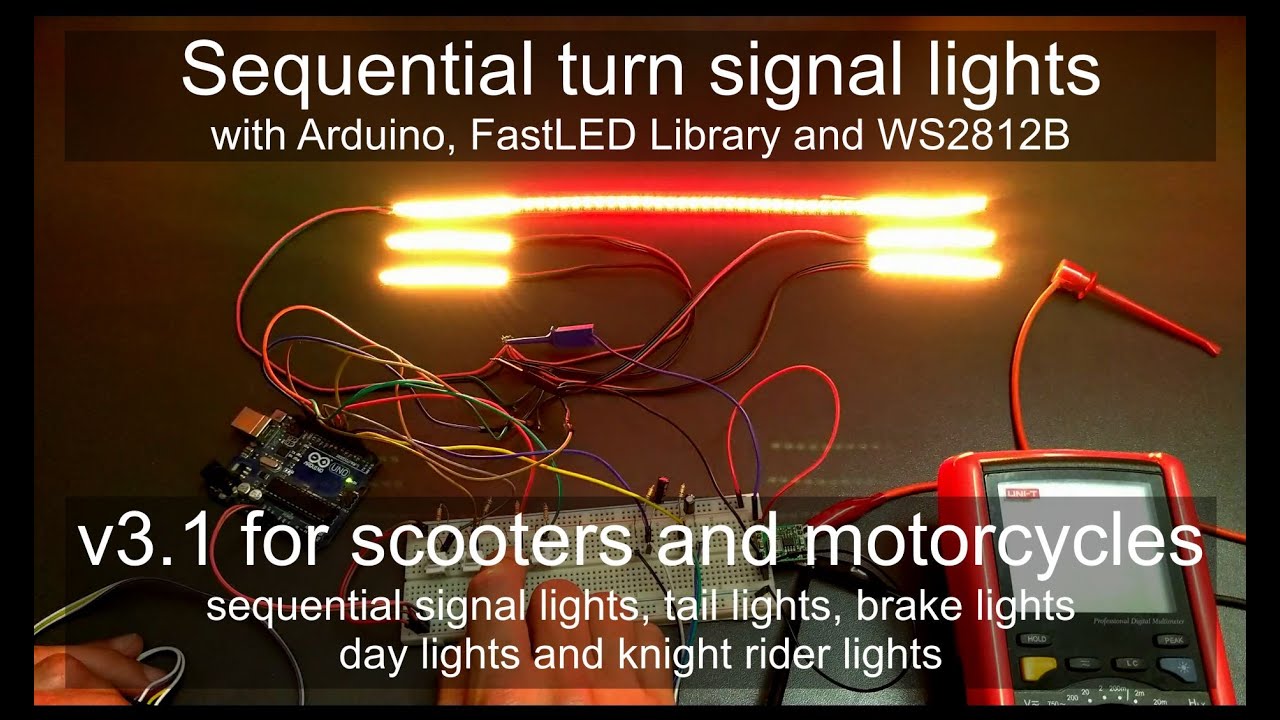 Sequential turn signal lights v3.1 for scooters and motorcycles - Arduino, FastLED and WS2812B