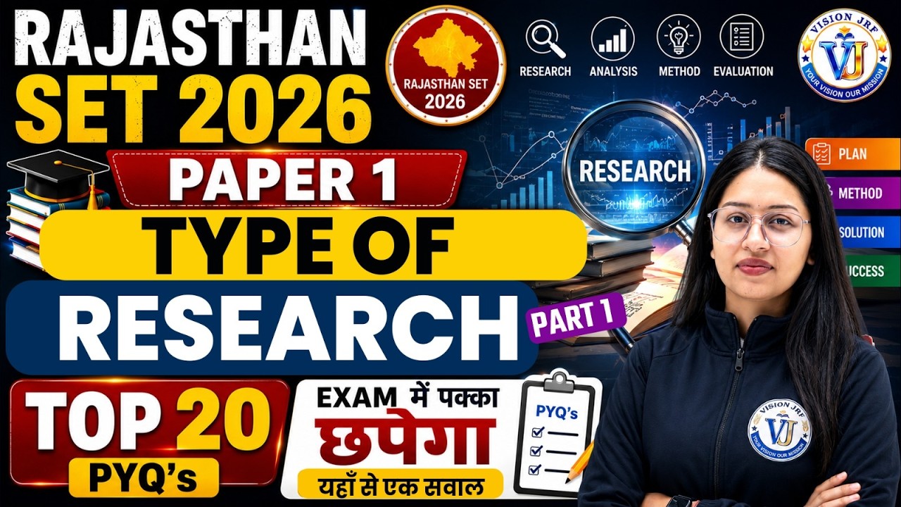 Rajasthan SET 2026 Paper-1 | Rajasthan SET Types of Research (Part-1) | Top 20 PYQs with Explanation