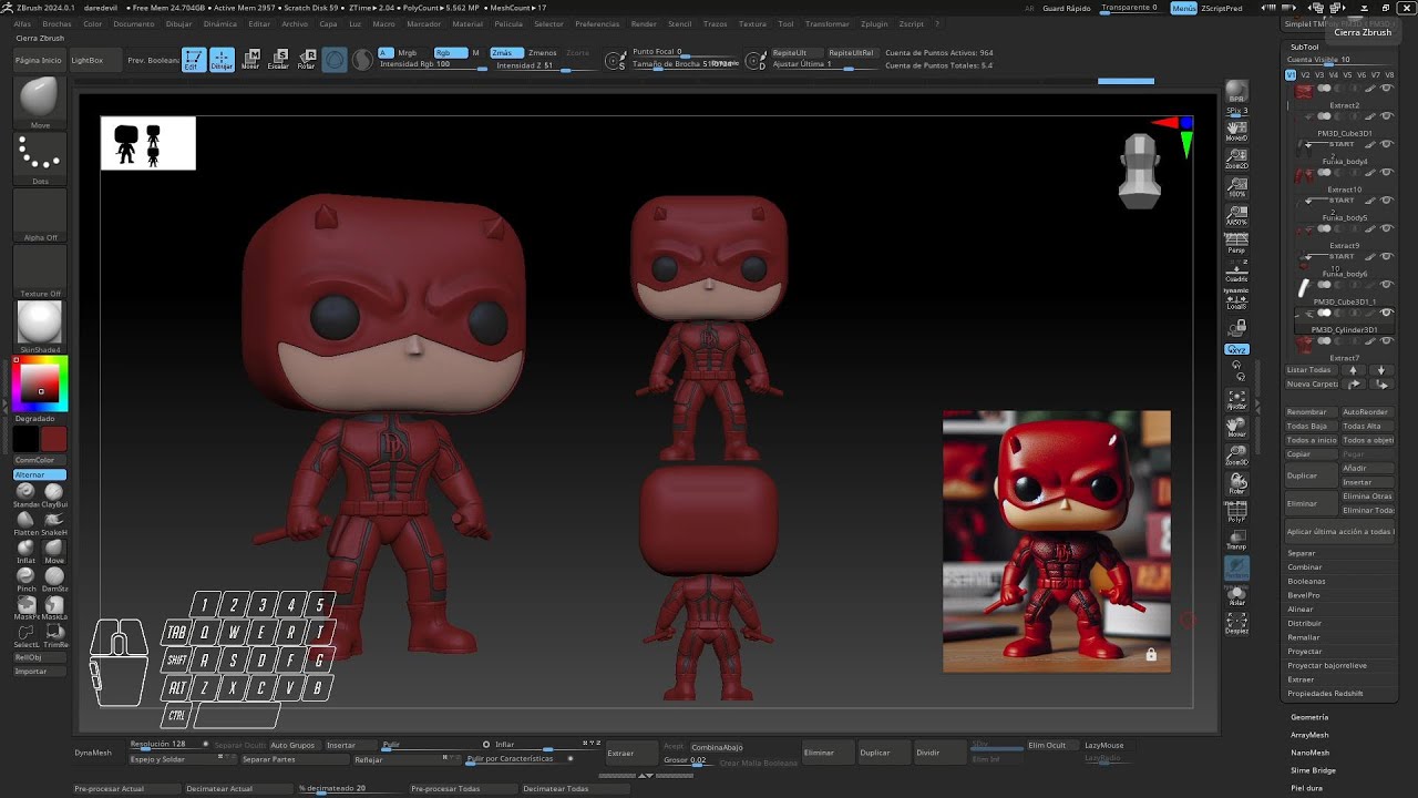 🔥 Custom Daredevil Funko Sculpt – ZBrush Timelapse + Download! 🎨🛠️