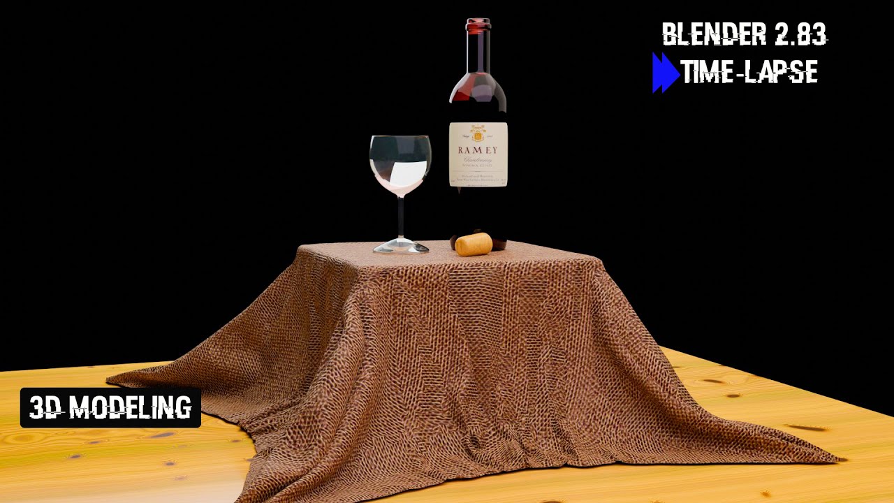 3D MODELING | TIMELAPSE | WINE SCENE | REALISTIC GLASS  HARD SURFACE MODELING
