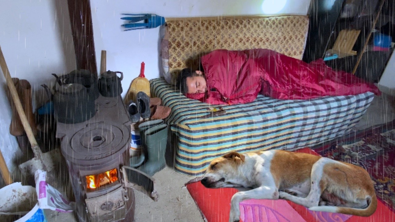Surviving a Deadly Blizzard | -43°C Off-Grid Wooden Cabin: Alone with Wolves in a Blizzard