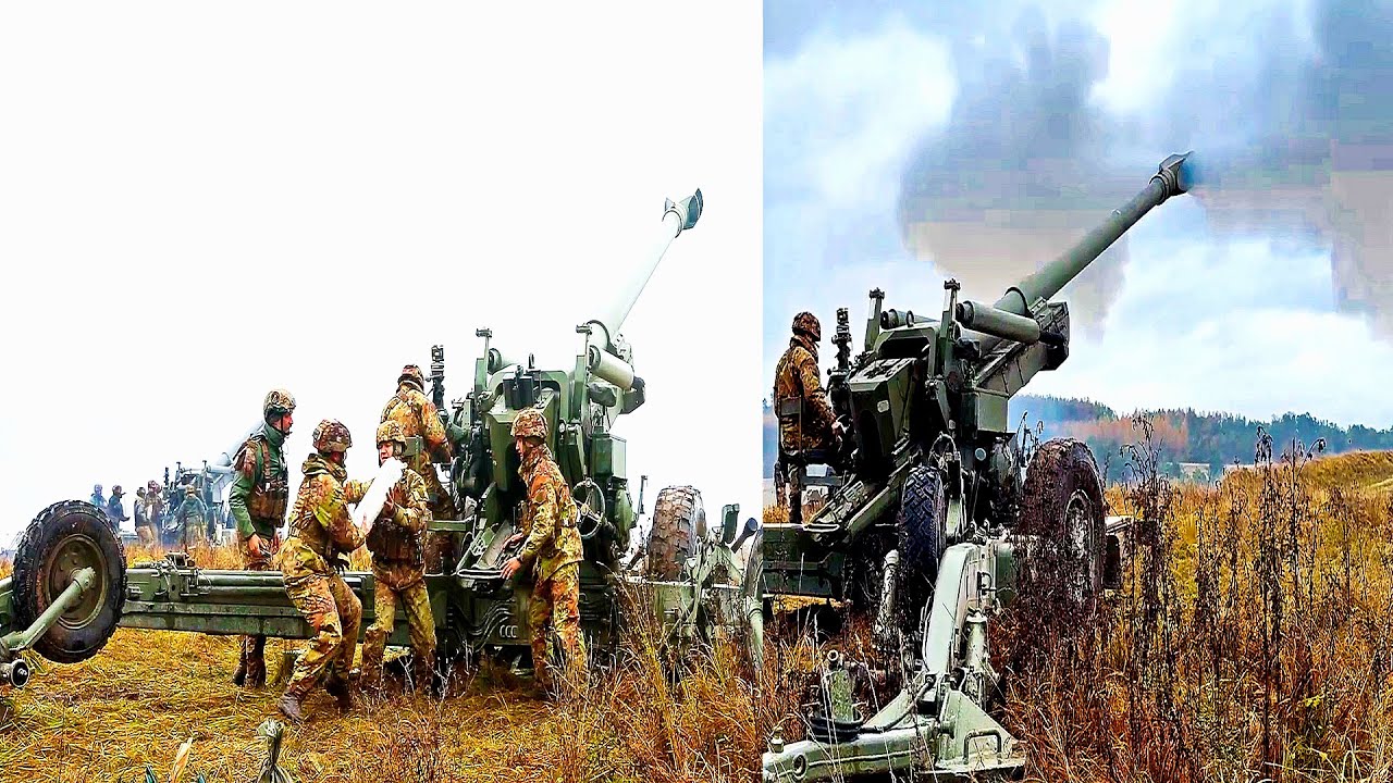 Italian Army Fires Live Rounds with POWERFUL 155mm FH70 Howitzer in Germany!