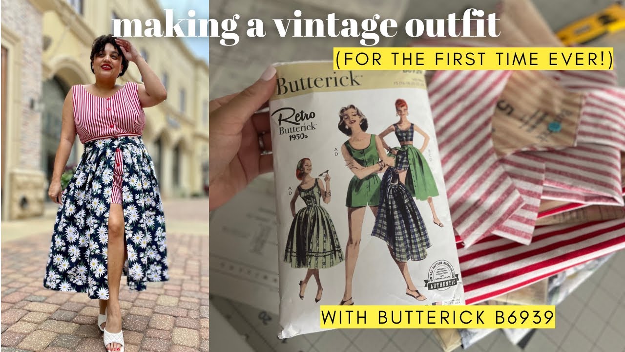 Making a vintage outfit w/ Butterick B6939 | first time ever!