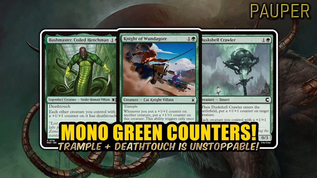 Mono Green Counters! Trample + Deathtouch Is Unstoppable! | Historic Pauper | MTG Arena