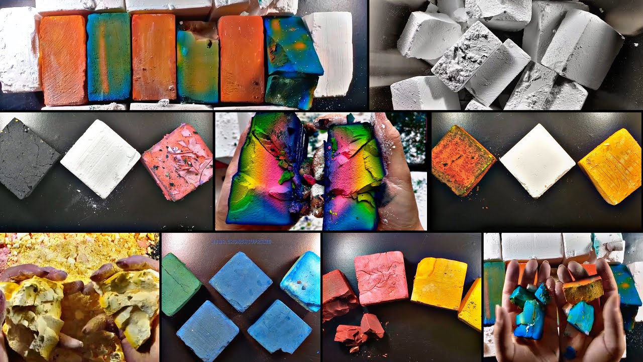 100+ BLOCKS of fresh dyed plain jane gym chalk asmr sleep aid oddly satisfying video