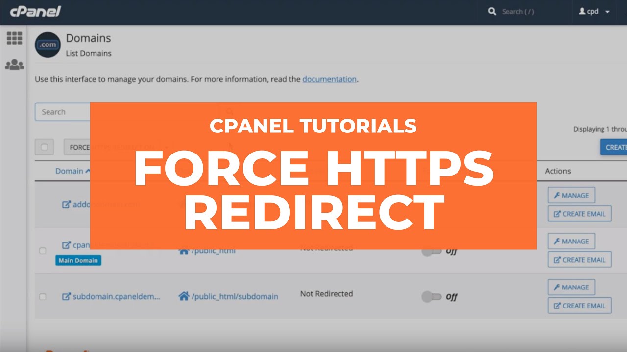 Учебные пособия по cPanel &mdash; Как использовать функцию принудительного перенаправления HTTPS
