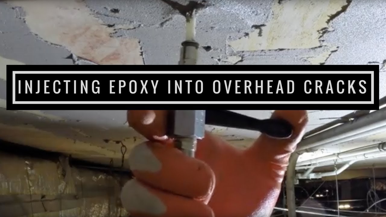 Injecting Epoxy into Overhead Cracks