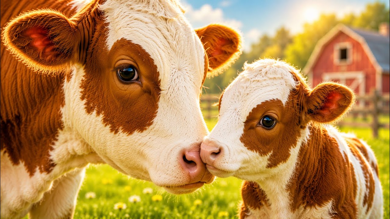 Learn Farm Animal Families! 🐮 Cow & Calf, Dog & Puppy | Animal Names & Sounds for Toddlers