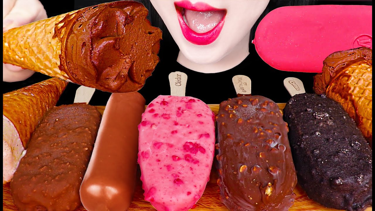 ASMR LEFTOVER ICE CREAM CHOCOLATE 초코 아이스크림 먹방 MUKBANG, EATING