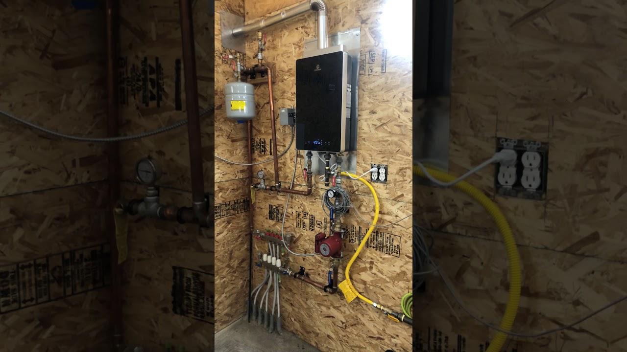 Tankless water heater for hydronic floor heat