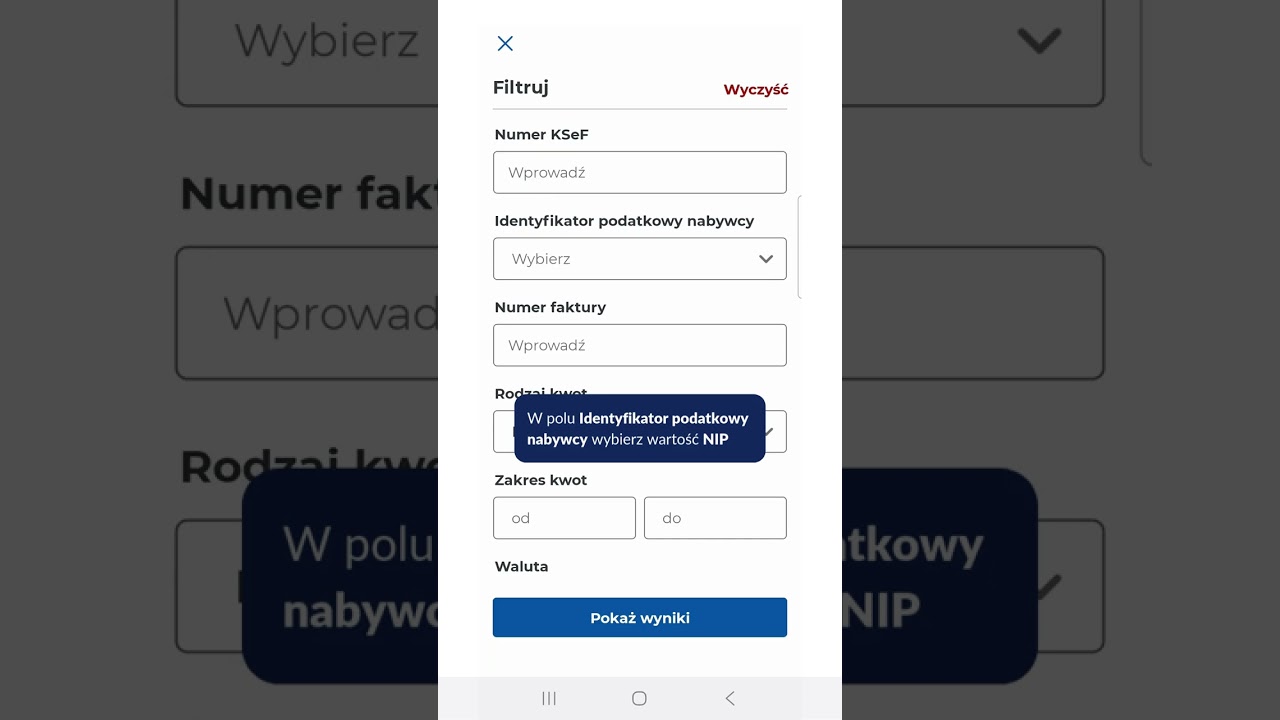 Aplikacja mobilna KSeF 3.3 | Wyszukiwanie faktury po NIP nabywcy