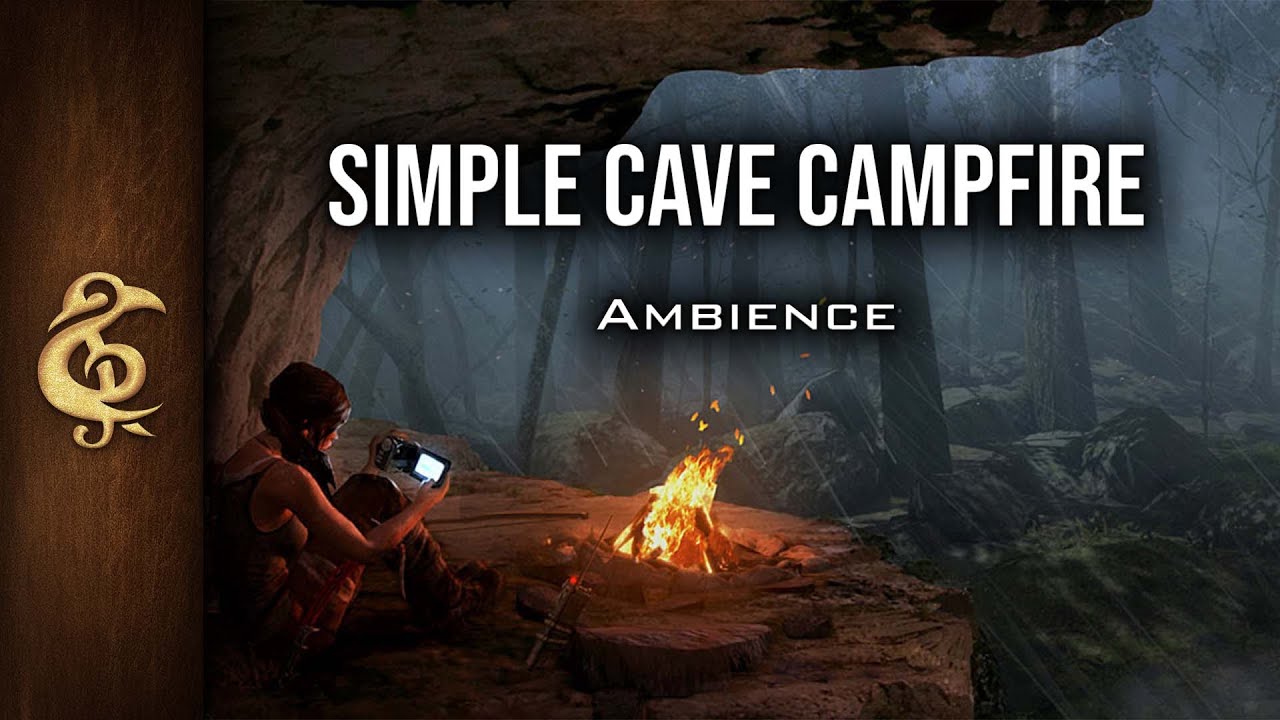 Simple Cave Campfire | Fireplace, Cozy, Nature, Breeze, Ambience | 1 Hour