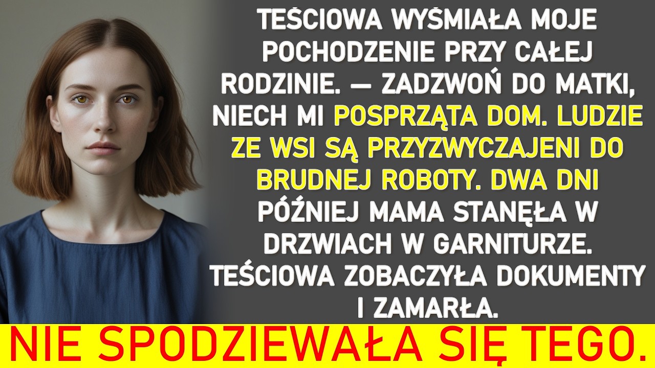 Teściowa kazała wezwać moją matkę do sprzątania. Gdy mama weszła, ZBLADŁA