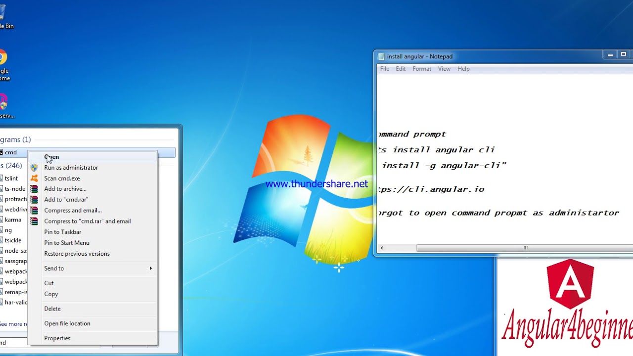angular 5 /5+  install  on win 7