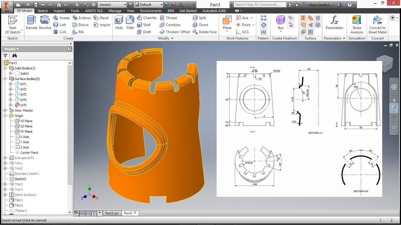 Autodesk Inventor Simple Surface Design for Beginners