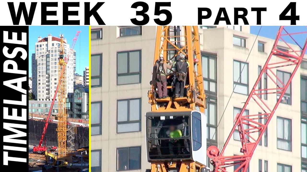 Tower crane #2 continued: 2-day construction time-lapse with 17 closeups: Ⓗ Week 35 part 4 of 4