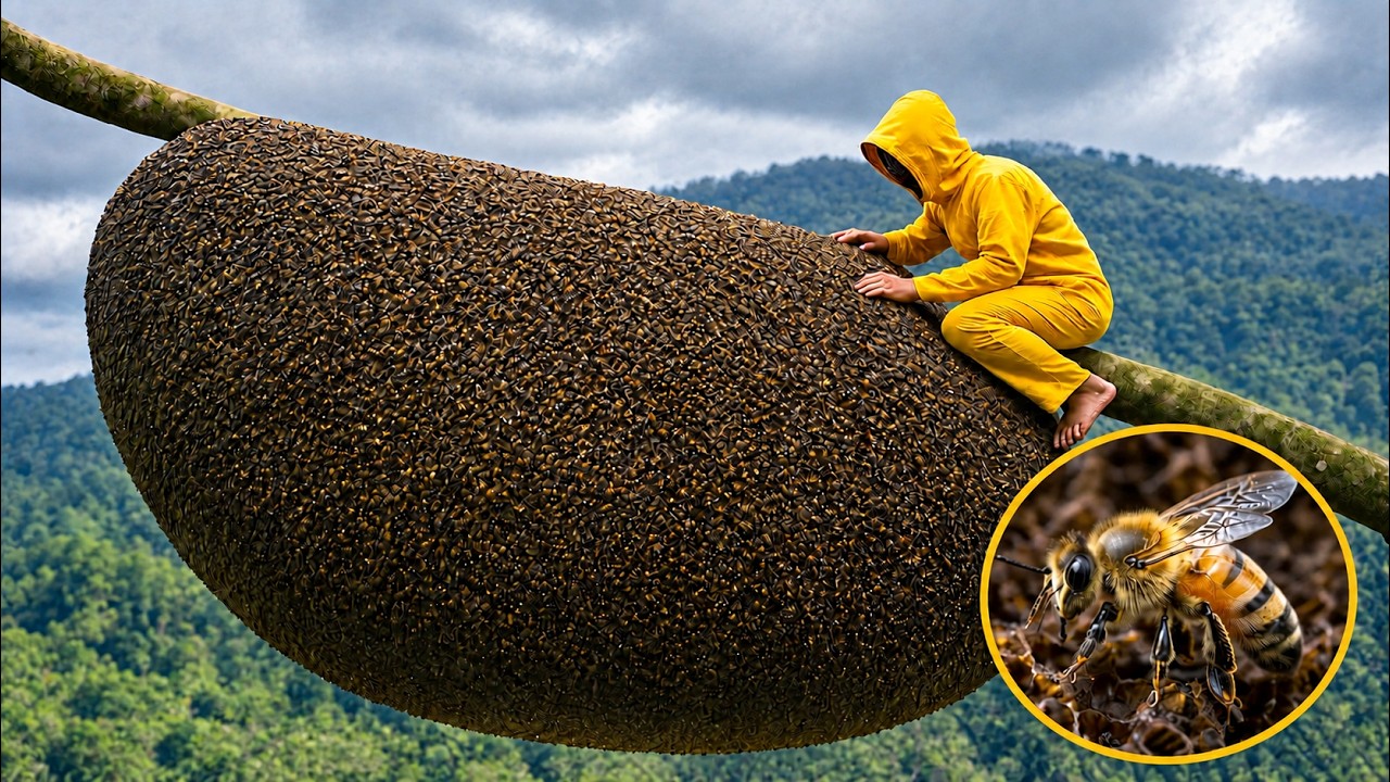 The Terrifying Power of Apis dorsata  Dangerous Wild Honey Hunting