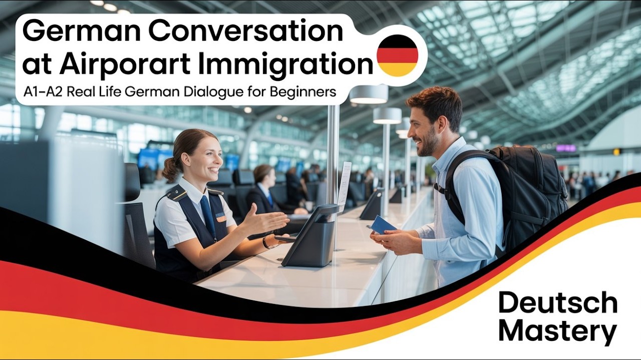 German Conversation at Airport Immigration 🇩🇪 | A1-A2 Real Life German Dialogue for Beginners