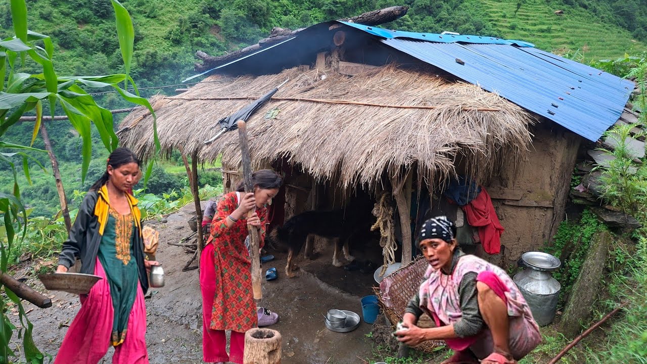 Best Rural Life in the Mountains Village Nepal || How people Live in Rainy Day || Travillage Nepal 
