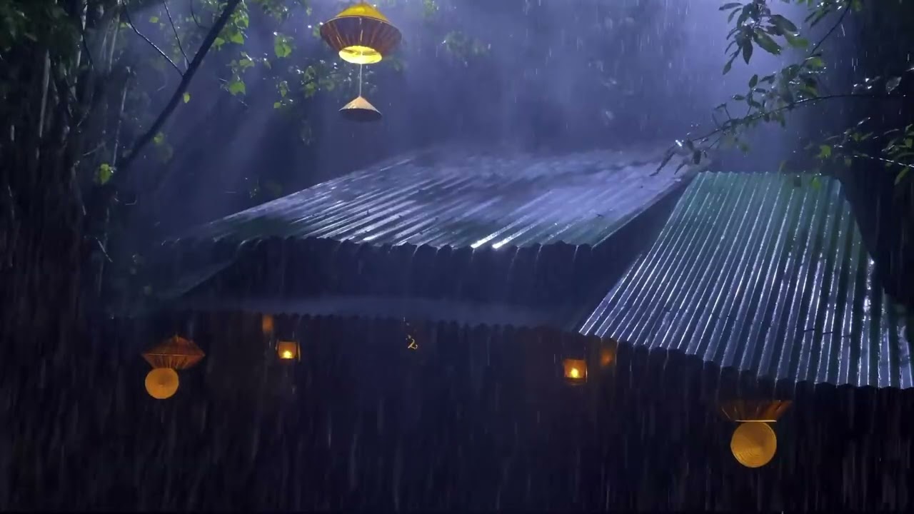 🌩️ Heavy Rain on Tin Roof – Calm Sleep & Relaxing ASMR to Fall Asleep Fast