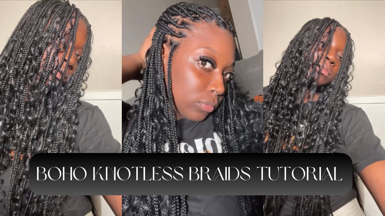 Bohemian Knotless Braids/ Goddess Braids ✨| DIY