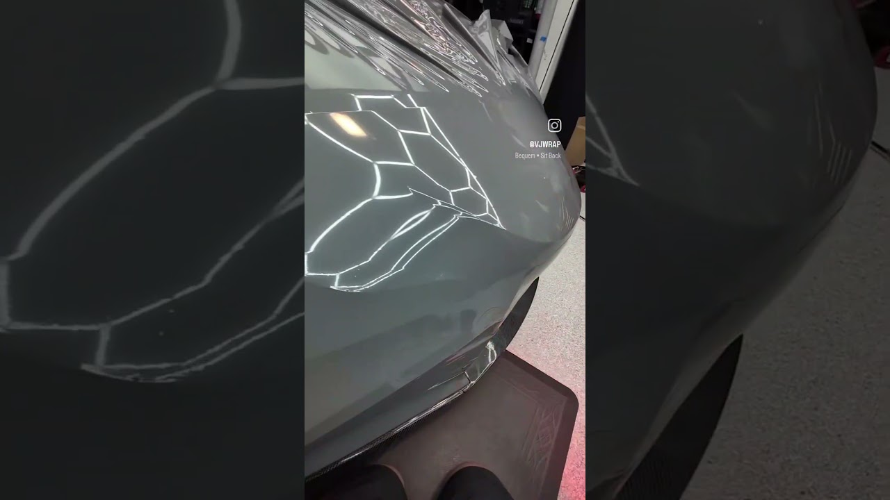 Toyota Supra Front Bumper Wrapped in Cheetah Wrap Gloss Nardo Grey #carwrap #vinylwrap