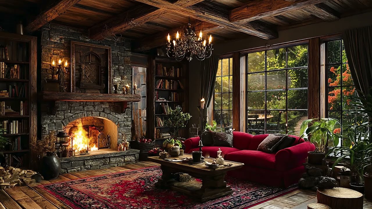 Quiet Rain & Fireplace 🔥 Cozy Country Cabin Ambience for Calm Mind & Deep Sleep
