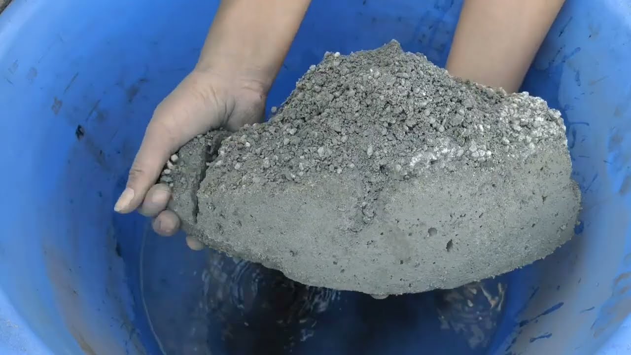Black charcoal with white concrete dry water 💦 crumbling by Sa Asmr