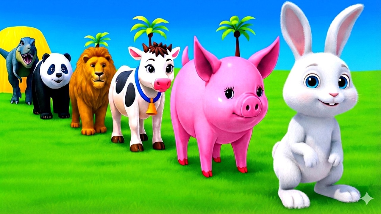 Long Slide Game With Cow Elephant Gorilla Hippopotamus Tiger 3d Animal Game Funny 3d Animals