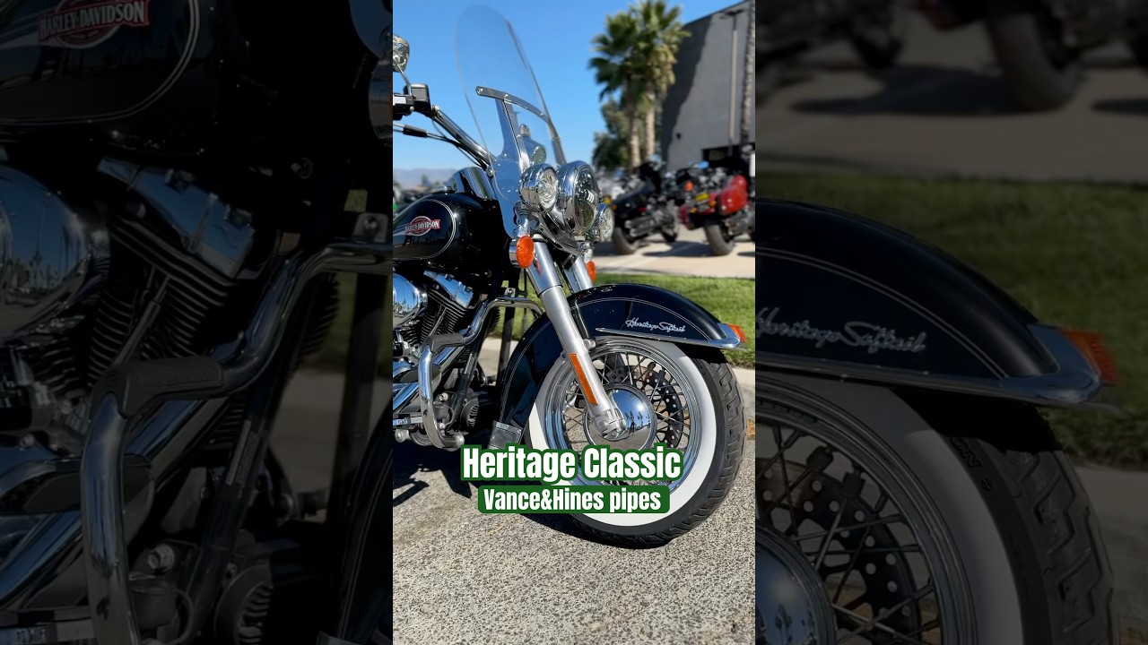 Harley-Davidson Softail Heritage Classic | @vanceandhines pipes and lots of chrome #Vintage