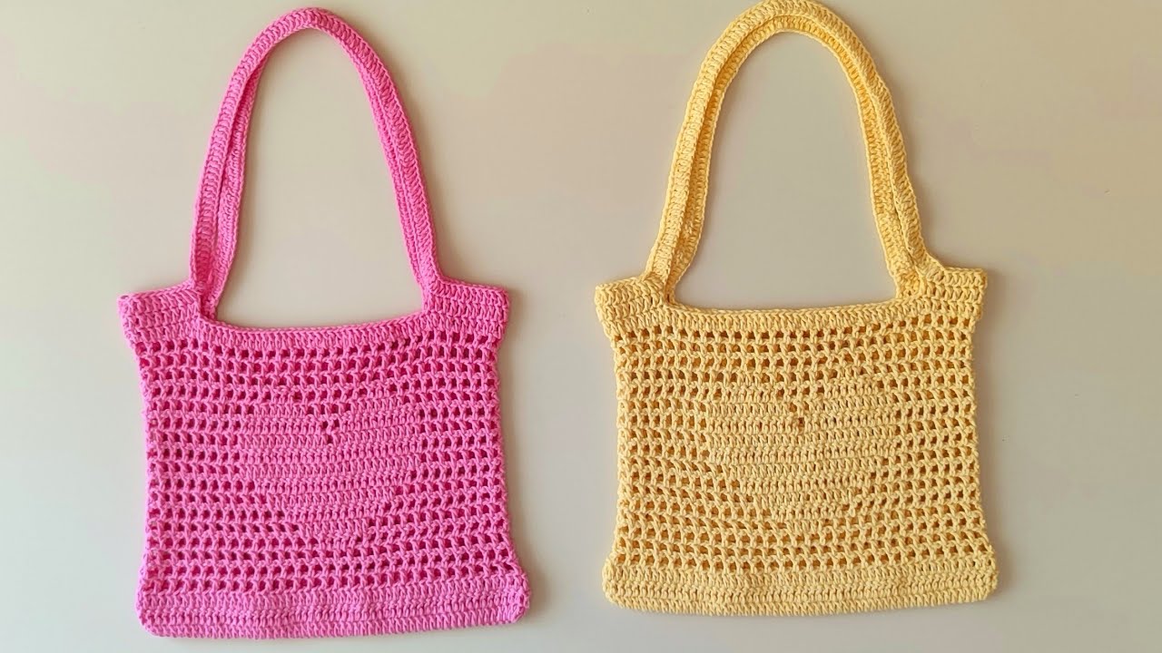 EASY CROCHET❤ TIĞ İŞİ KALP DESENLİ ÇANTA YAPIMI✅ÖRGÜ ÇANTA ✅CROCHET BAG