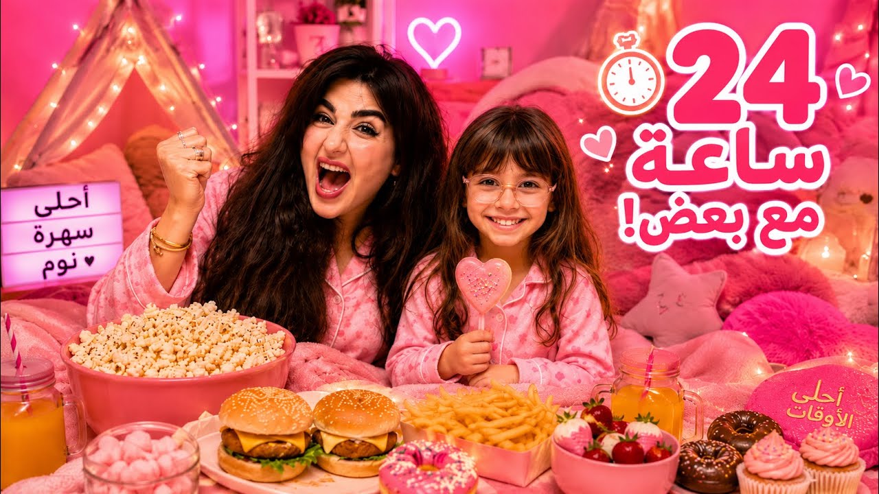 قضينا 24 ساعة باللون الوردي | اشترينا كل شي  🤣
