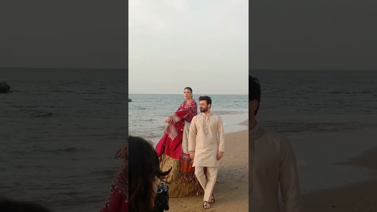 Fawad Khan and ayeza Khan on Shoot