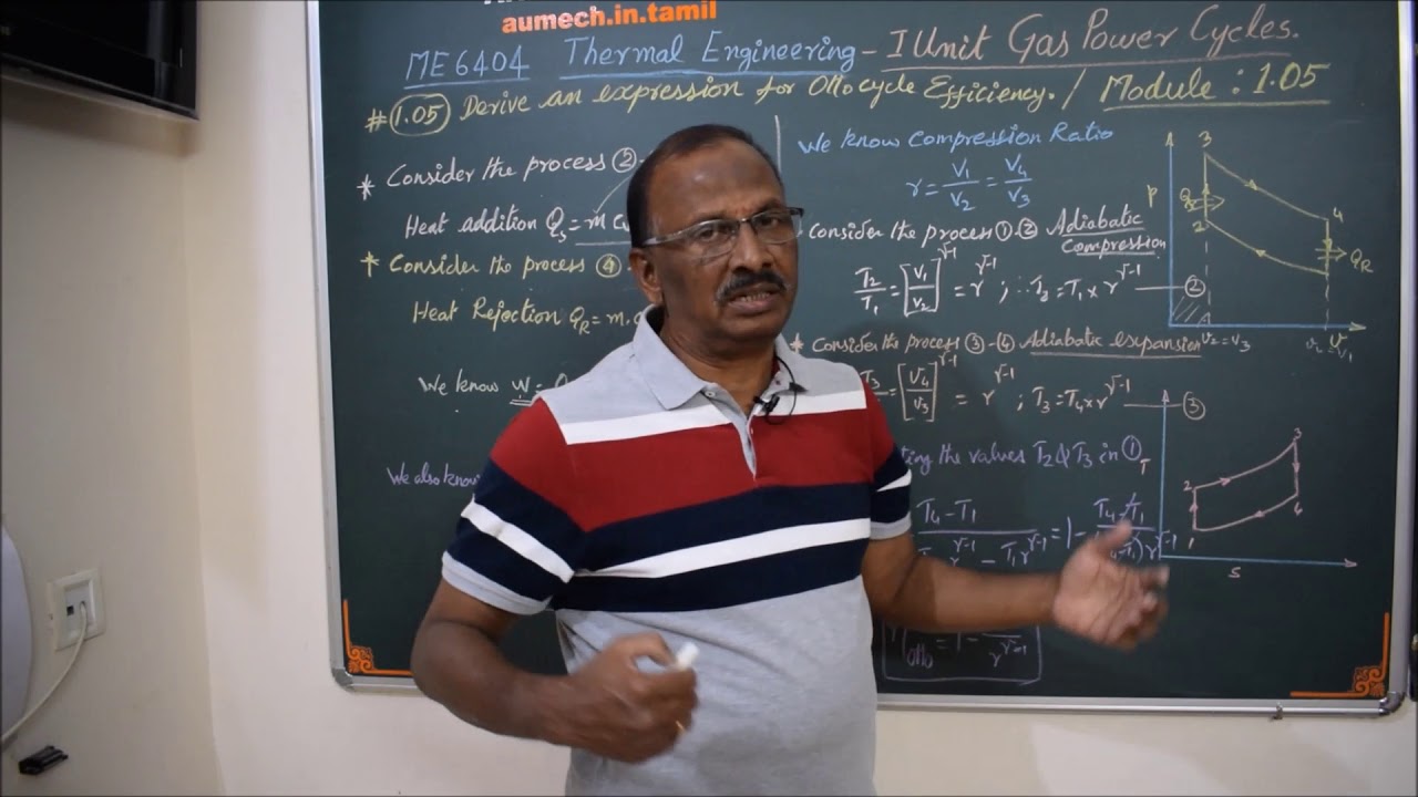 Derivation of Efficiency of Otto Cycle - M1.05 - Thermal Engineering in Tamil