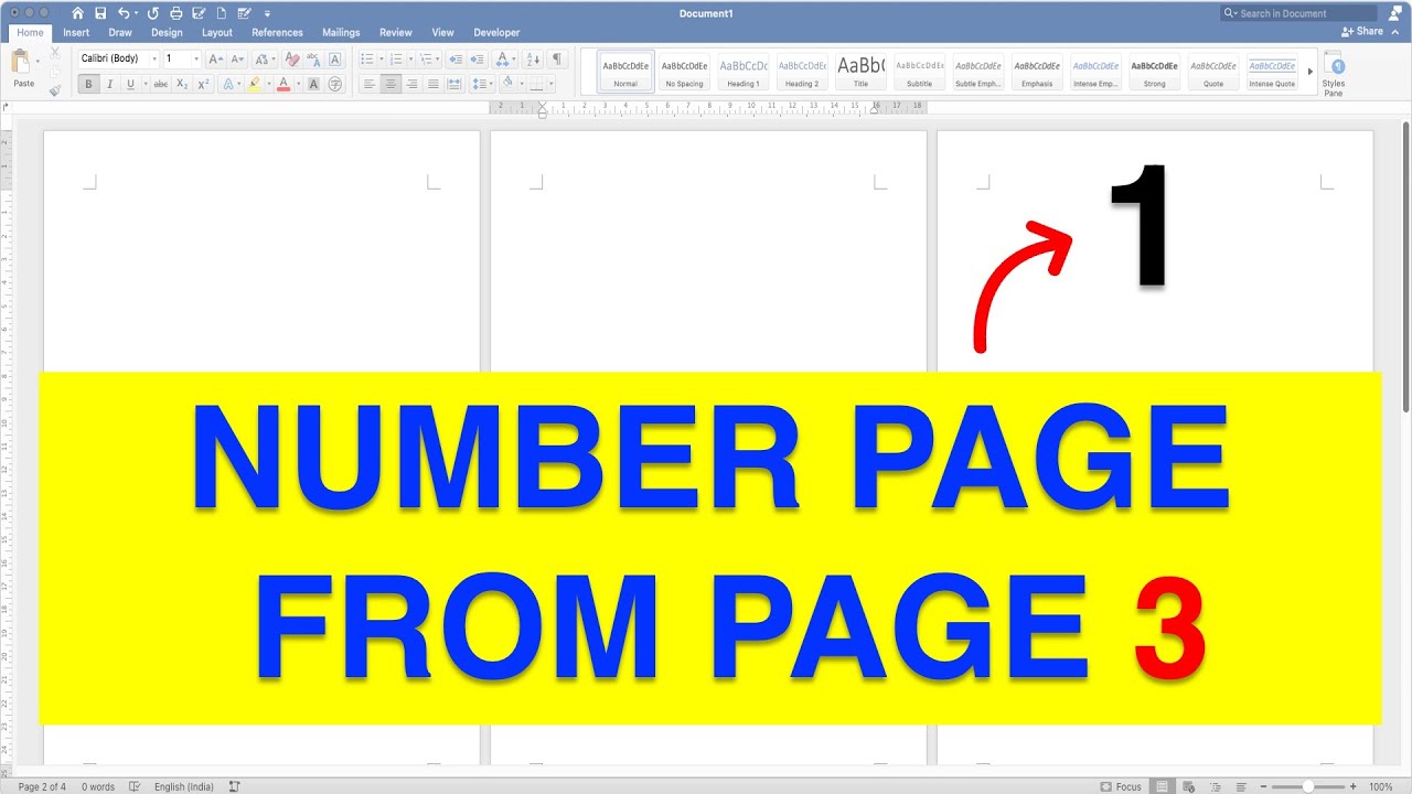 How to Number Pages in Word - Starting on Page 3 [ MAC ]