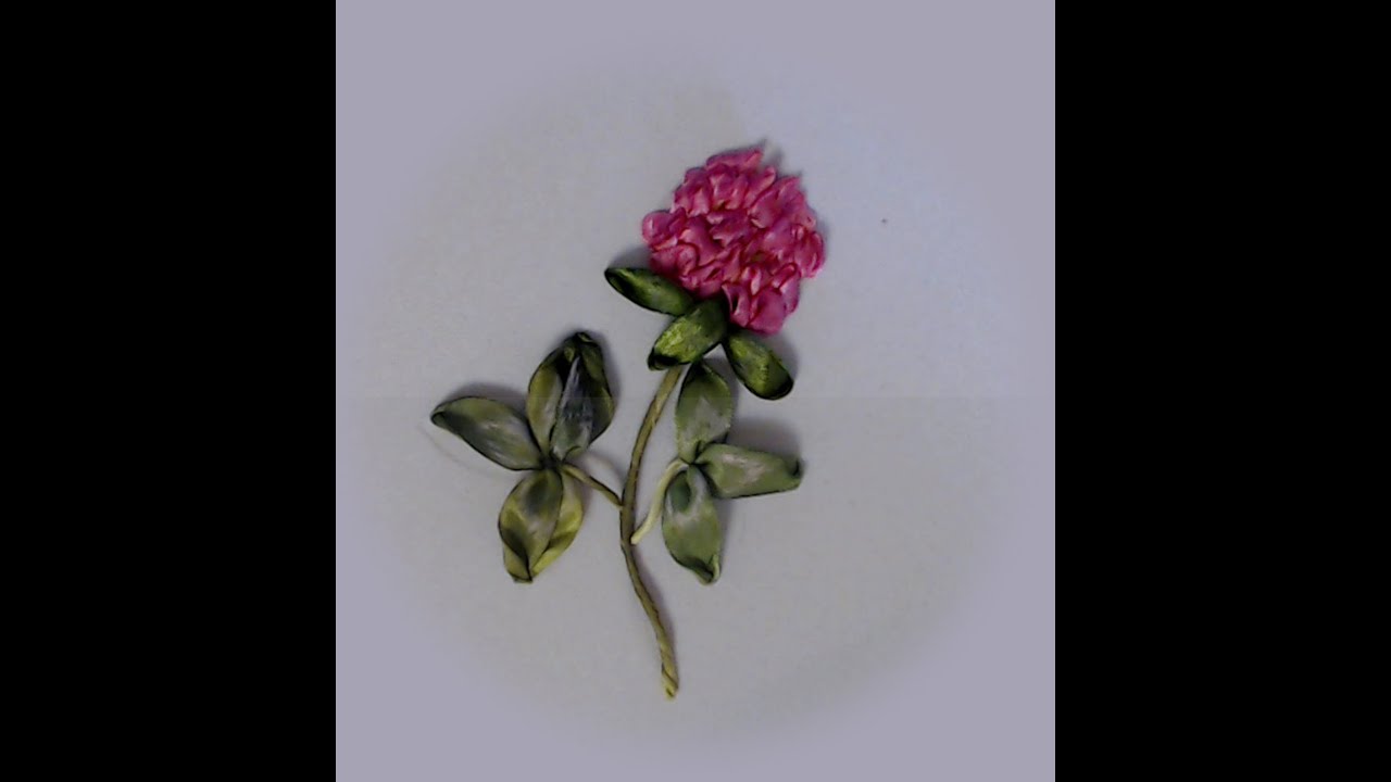 Вышивка лентами цветов клевера How to make a clover with satin ribbons 如何做一个三叶草的缎带 Alsu Galimova