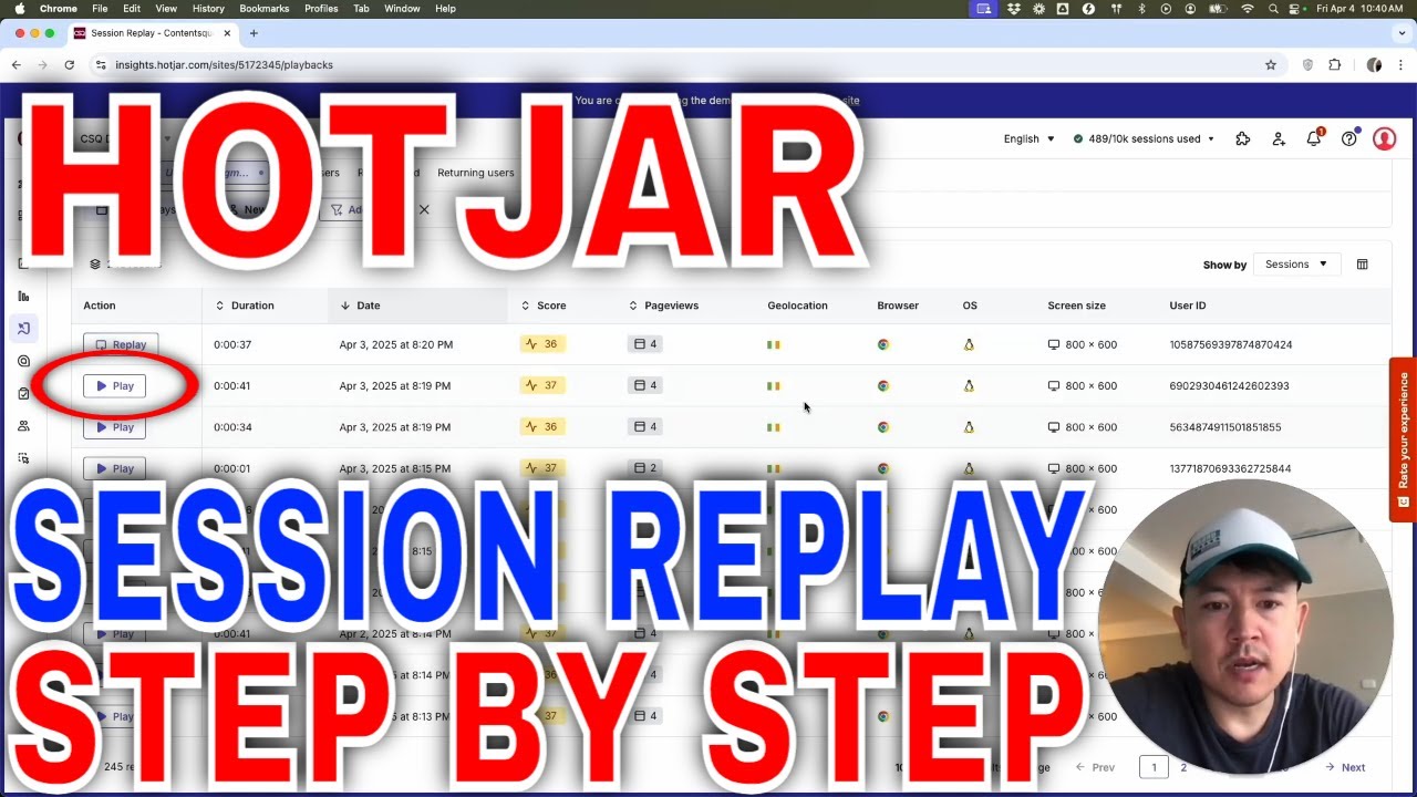 ✅ Как использовать функцию воспроизведения сеанса веб-сайта Hotjar 🔴