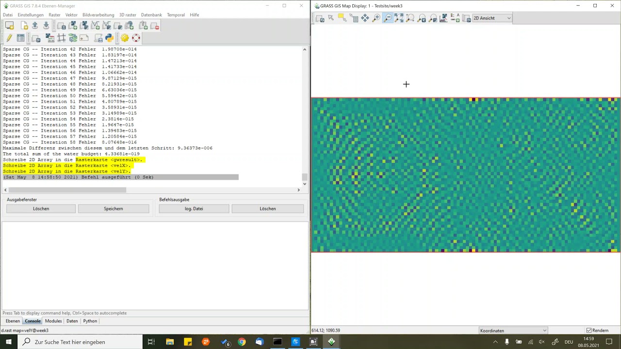 Hydraulic groundwater modeling - GRASS GIS: A simple groundwater flow model