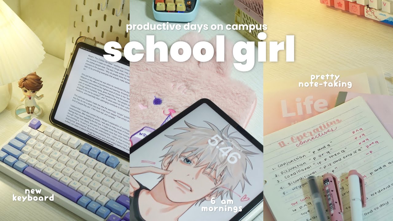 SCHOOL-GIRL VLOG 🌷 6am mornings, productive days on campus, how I stay organized, aesthetic notes