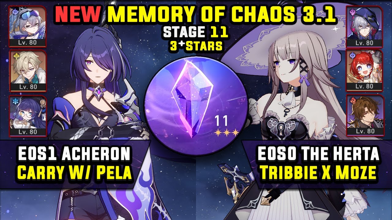E0 Acheron Carry & E0 The Herta Carry W/ Tribbie (3 Stars) Memory Of Chaos 11 Honkai Star Rail 3.1