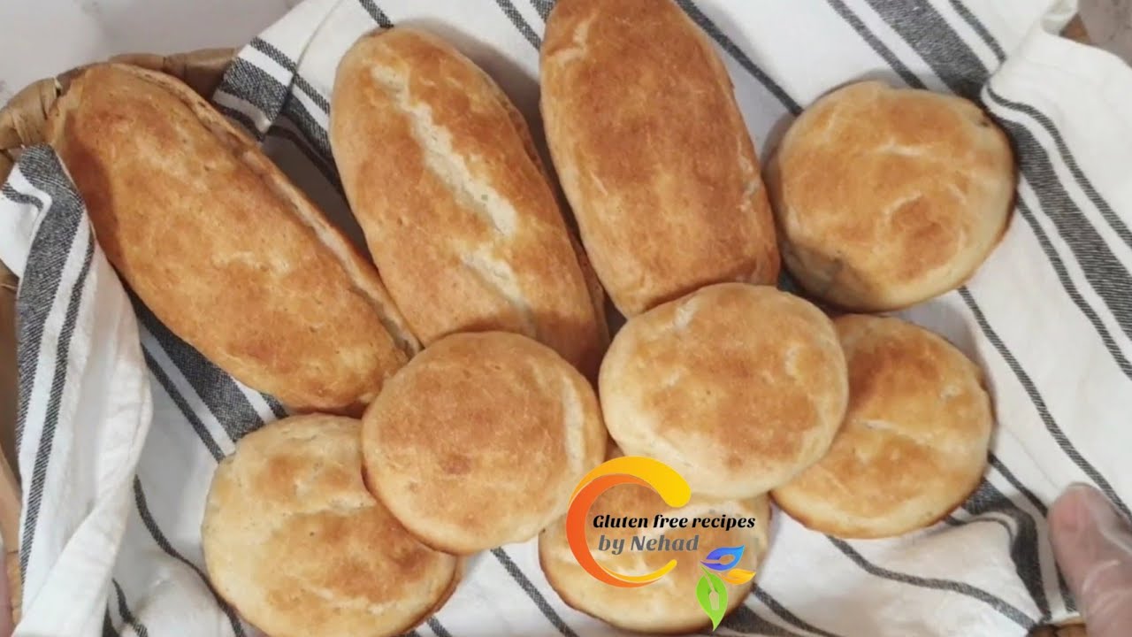 خبز فينو (صمون) وبرجر خالى جلوتين و خالى لبن و خالى بيض بدقيق كريستال gluten free vegan baguette