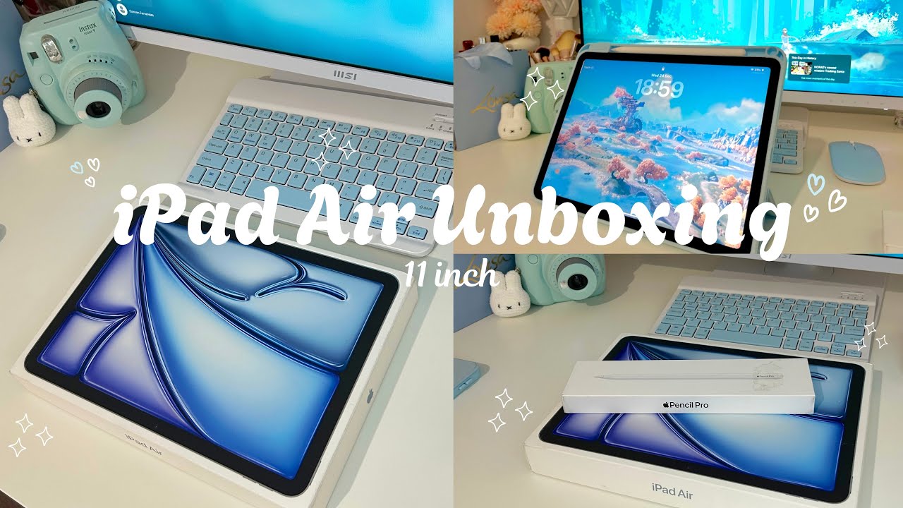 Unboxing iPad Air 11inch ✨🫐 Playing Fruit Ninja 🍉 Relaxing Coloring 🎨 + Setting Wallpapers 💕