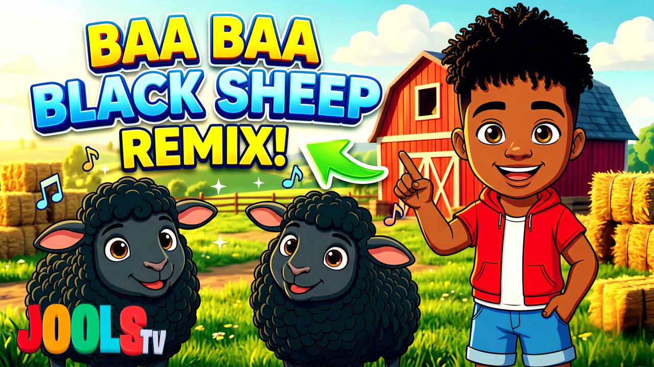 Baa Baa Black Sheep Remix 🐑🎶 | Fun Farm Song for Kids | Nursery Rhymes by Jools TV