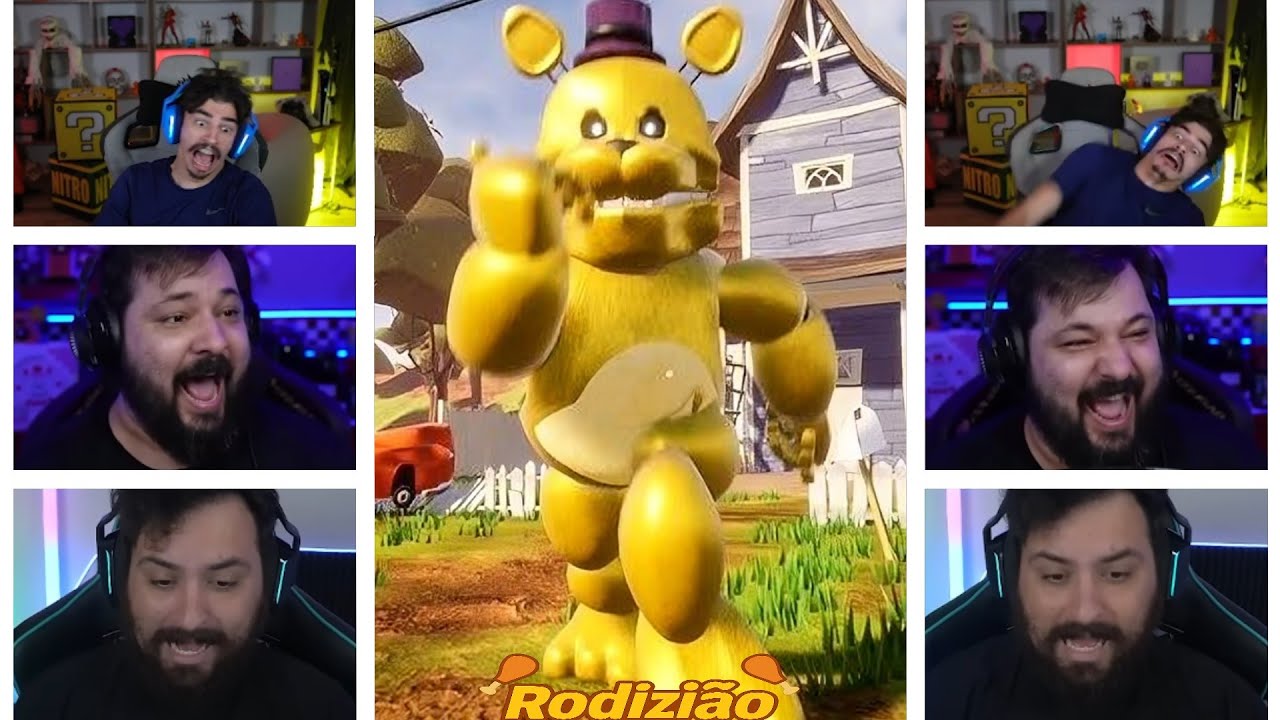 YOUTUBERS REAGINDO AO JUMPSCARE DO FREDBEAR EM HELLO NEIGHBOR!!! PARTE 1