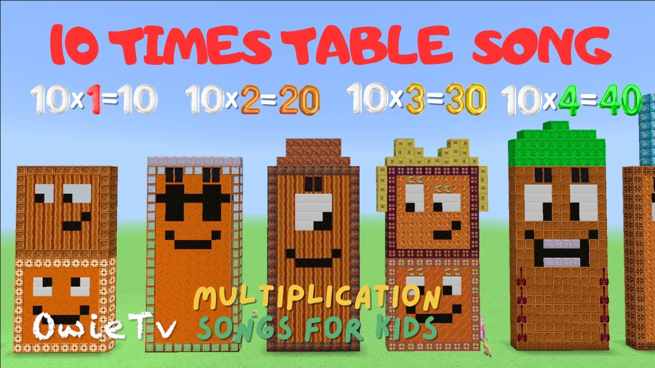 10 Times Table Song | Minecraft Numberblocks Counting Song | Multiplication Song for Kids