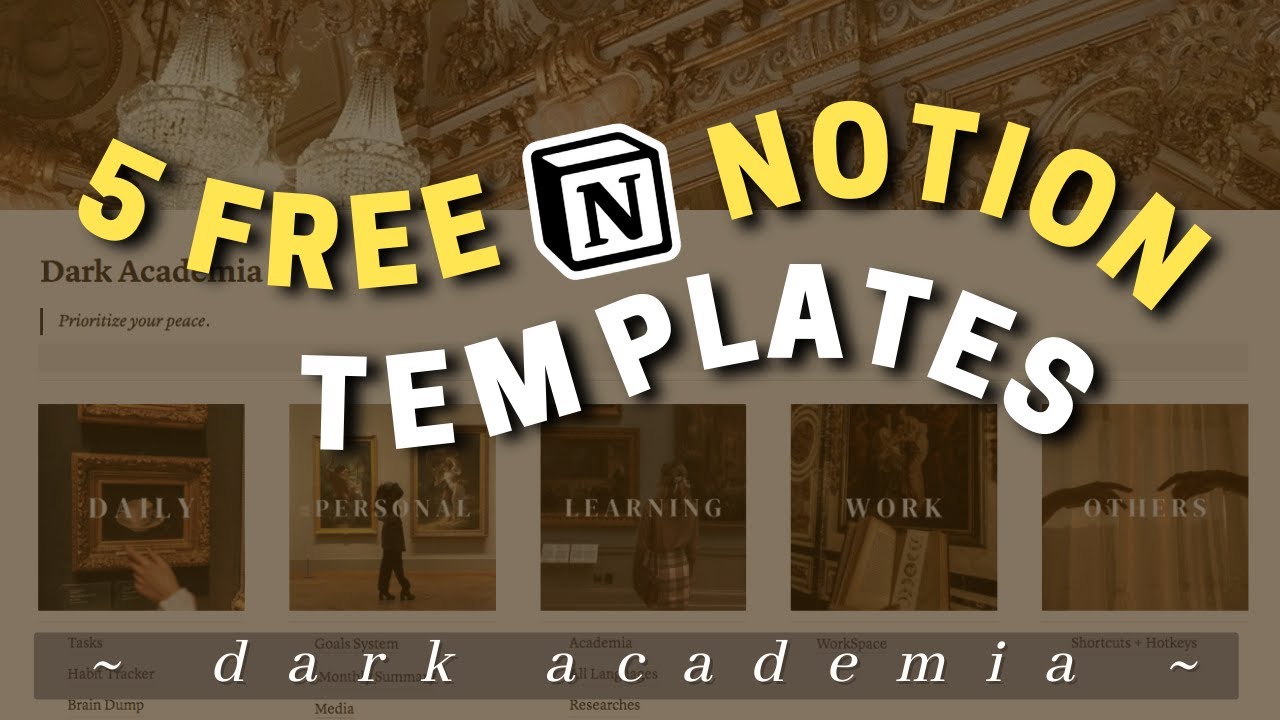 5 aesthetics dark academia student notion templates
