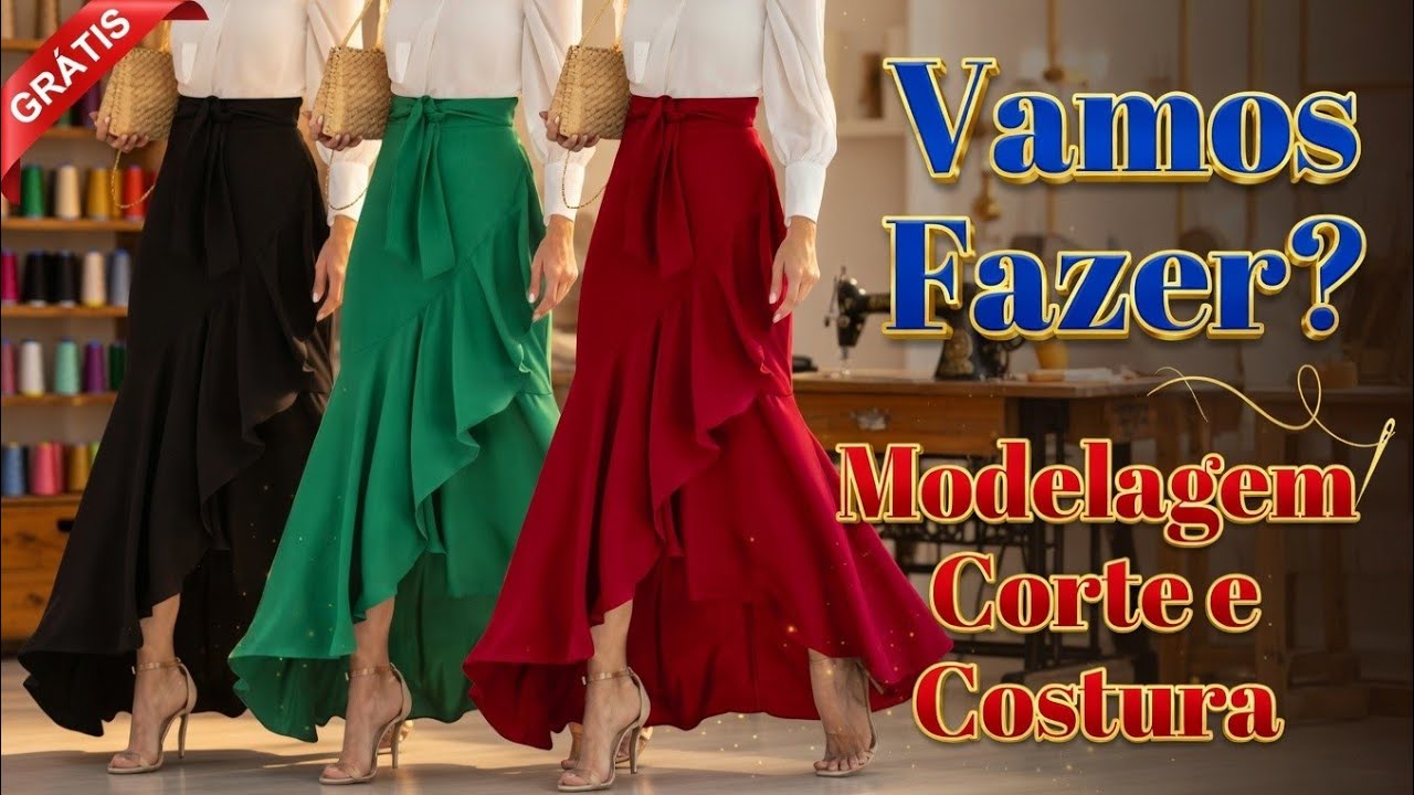 ✅️ DIY Como fazer Saia Transpassada com babado_ Costura fácil passo a passo Gisleide Novelo