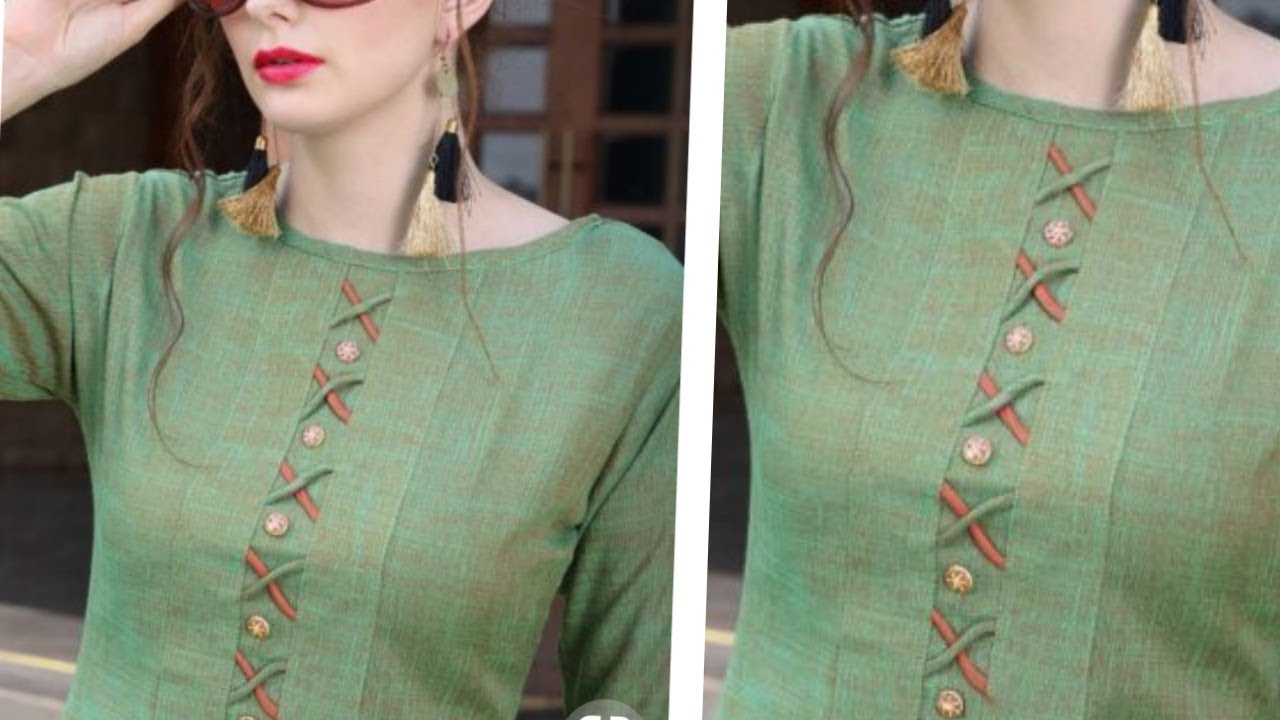 Very creative and stylish kurta neck design with all tips