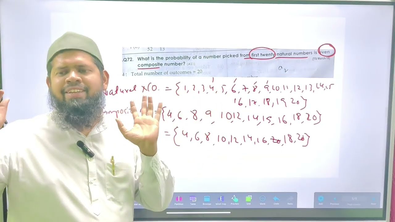 🎲 10th Class Probability SAQ 2 First Twenty Natural Number Even Composit Number #moinsir 